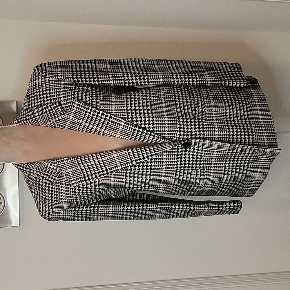 Vintage Pendleton Black White and Yellow Houndstooth Blazer, Size 8 Petite, EUC
